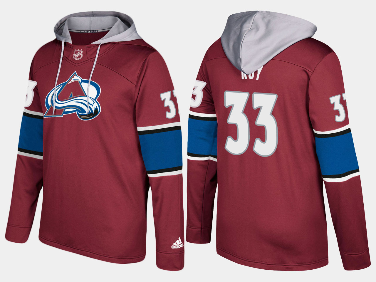 Men NHL Colorado avalanche retired 33 patrick roy burgundy hoodie